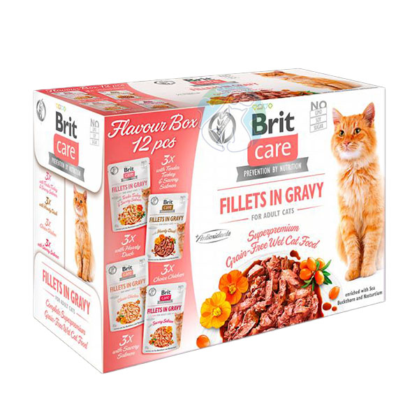 مولتی پک پوچ فیله ی داخل سس بدون غلات 12عددی  Brit care